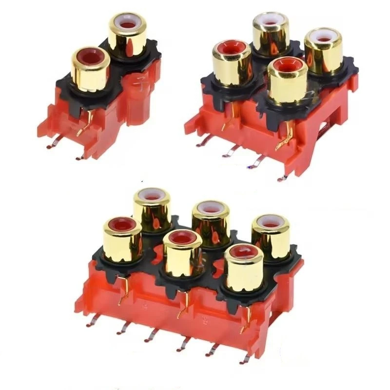 2PCS AV Socket AV4-8.4-13 Gold-plated Lotus Seat RCA-405 Coaxial Audio Female Seat Audio 2/4/6/8Pin