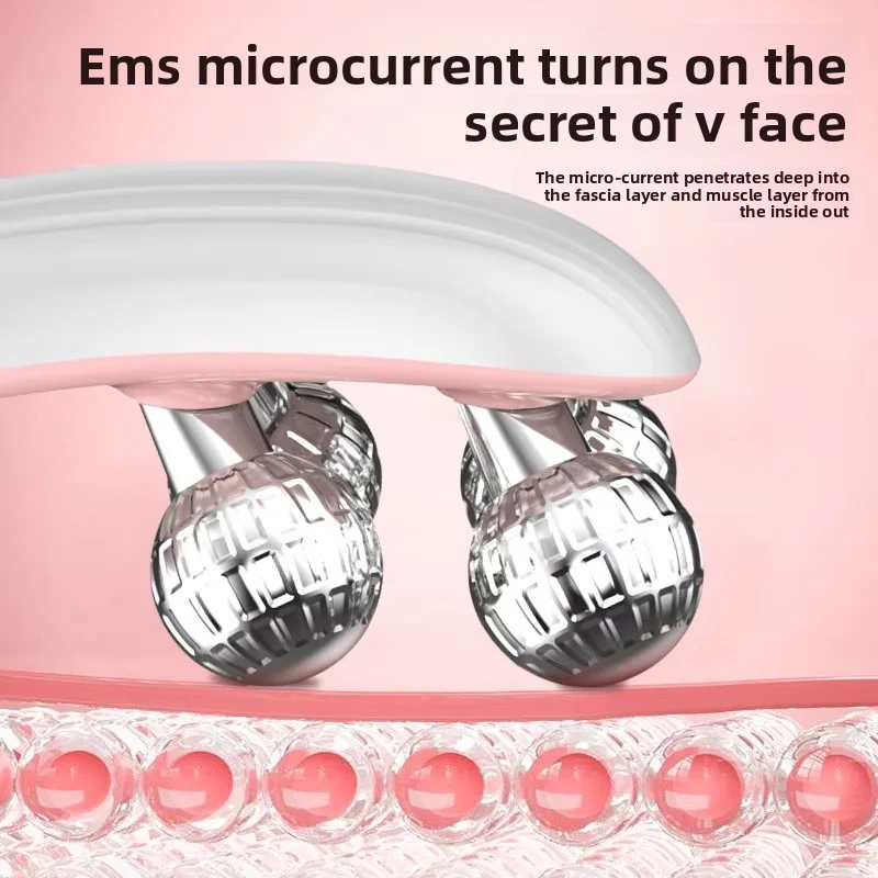 EMS Microcurrent Roller Face-Slimming Artifact V-Face Beauty เครื่องนวดหน้าสําหรับกระชับและยกกระชับใบหน้า