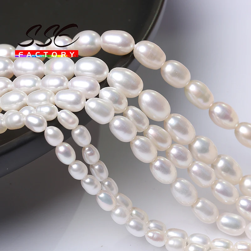 Top Quality 100% Natural Freshwater Pearl Irregular Rice Shape Beads Pearl Beads For Jewelry Making DIY Bracelets Necklace 15"