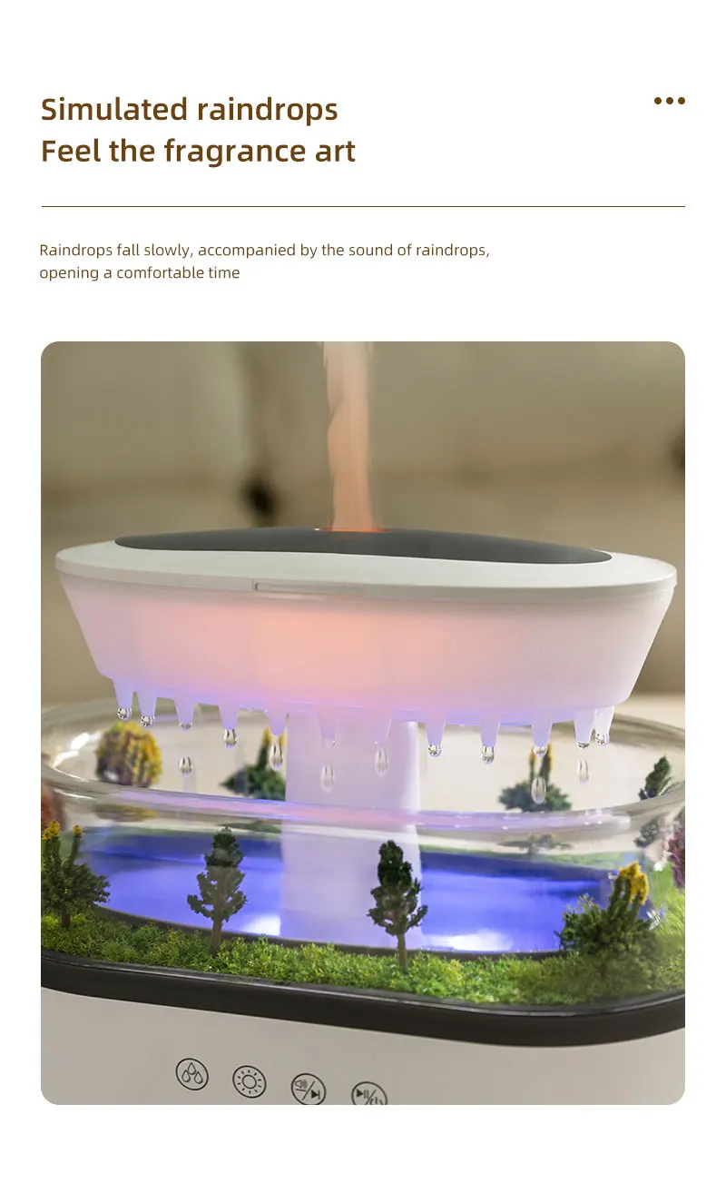 2026 Neuer Simulierter Regentropfen-Aromatherapie-Diffusor in Waldgrün mit Ätherischem Öl und Natürlichem Weißem Rauschen – Detail 3