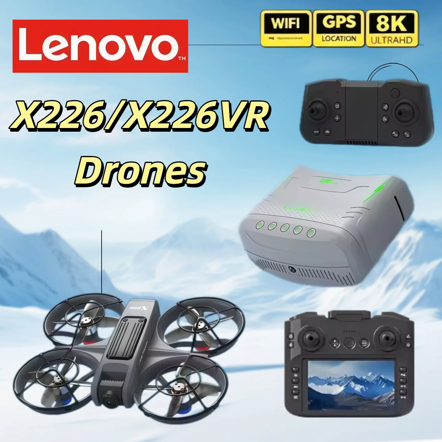 

Lenovo 8K X226/X226VR Drones Profession HD Wide Angle Camera WiFi FPV RC Helicopter Large Screen Foldable Quadcopter
