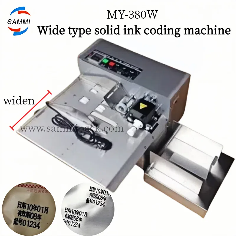 

MY-380W Stainless Steel Widen Solid Ink Coding Machine Printed Clearly Speed 300pcs/min For Paper Plastic Flm Aluminum Foil