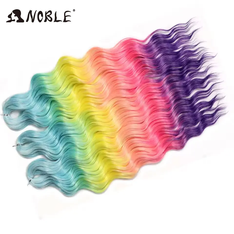 Edle 24 Zoll Synthetische Haarverlängerungen mit Wasserwellenmuster, Ombre-Regenbogenfarben, Tiefe Wellenlocken, Twist-Crochet-Haarverlängerung – Detail 36