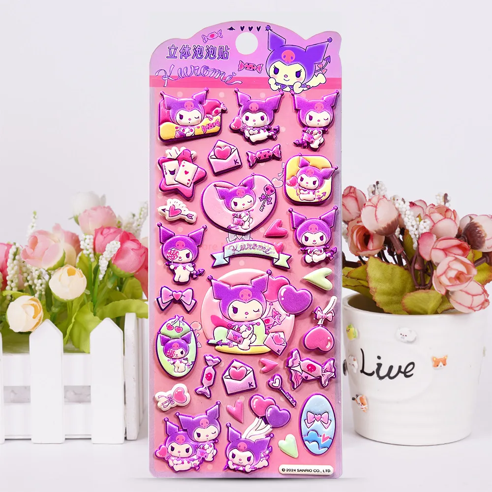 

4 наклейки 3D Kuromi из пенопласта, милые наклейки для телефонов, украшения для стаканов, DIY-наклейки, подарки для студентов