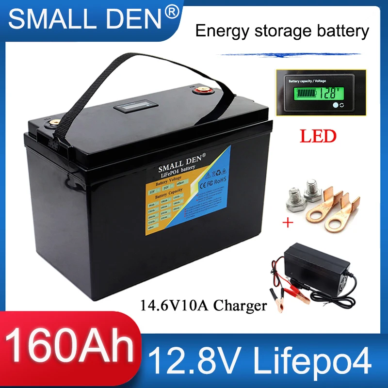 12V 160Ah Lifepo4 Battery Pack 1200W motor High Power built-in BMS For 12.8V Electric boat EV RV Inverter Solar UPS mobile power