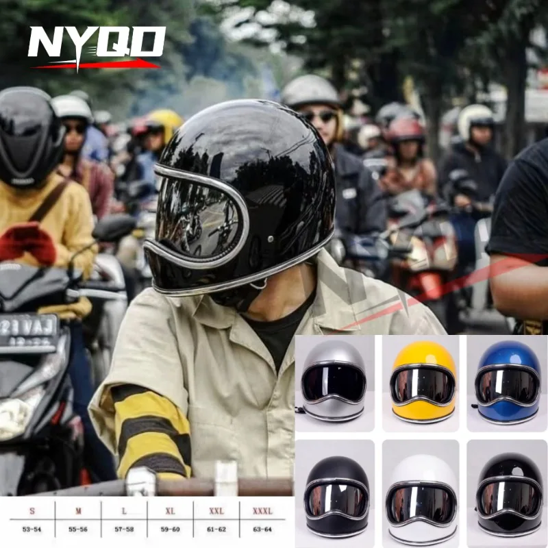 Vintage Motorcycle Helmet Japan Tech Fiberglass Shell Moto Helmet DAVID 2 Series Rider Gears Korea Style Vintage Capacetes