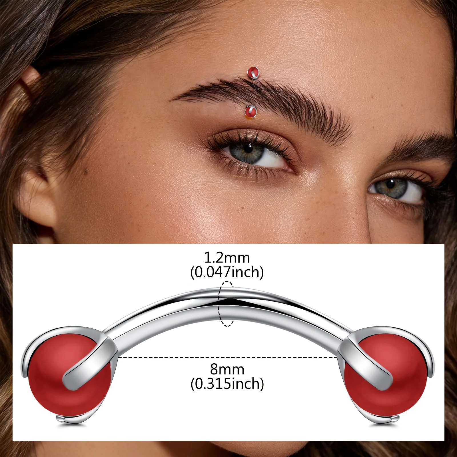 Barra curva con perla finta pe - Body Jewelry Measurements recensione e prezzo