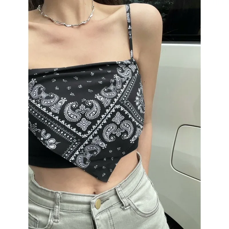 

Plus Size Women's Slim Fit Crop Top Floral Print Camisole Spring Summer Autumn Inner Wear Big Code Fashion Casual Tops