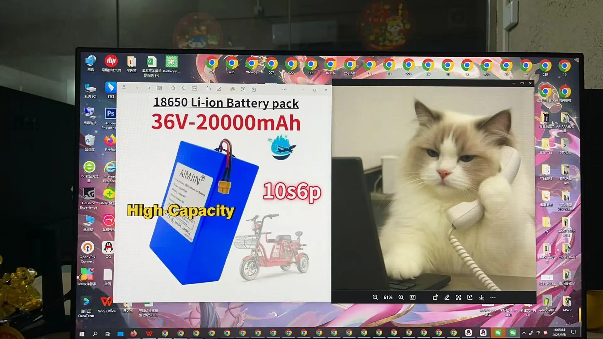 

High-capacity 20000mAh 10S6P 36V Rechargeable 18650 Li-ion Battery Built in BMS Suitable for Electric Scooter Battery