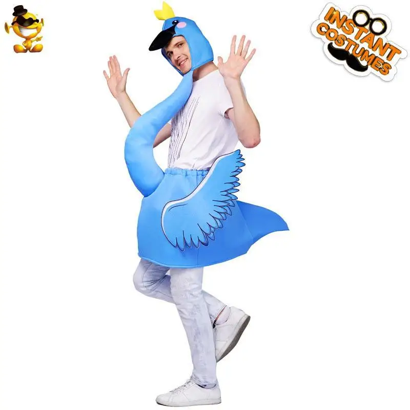 Bleu Flngo Cos loween carnaval adulte Costume scène Performance drôle Dr-Up Pu matériel dames spécial Ocn