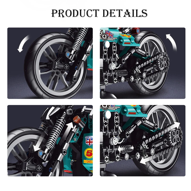 City High-tech Motorcycle Model Building Blocks Kids Assembly Motorbike Vehicle Toys DIY Speed Racing Car Kids Christmas Gifts