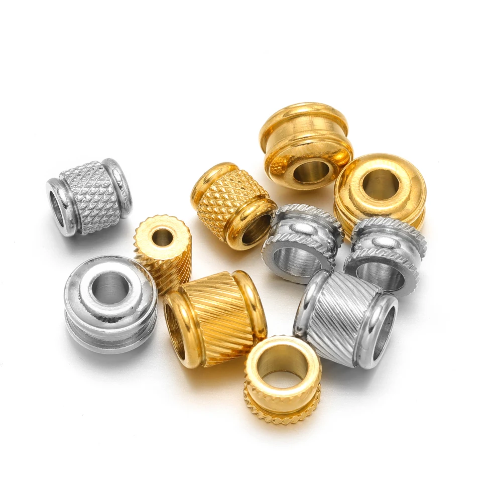 20 Stück Edelstahl-Zylinderperlen in Goldfarbe, lose Abstandsperlen für DIY-Schmuck, Perlenketten-Zubehör, Armbänder und Accessoires – Detail 5