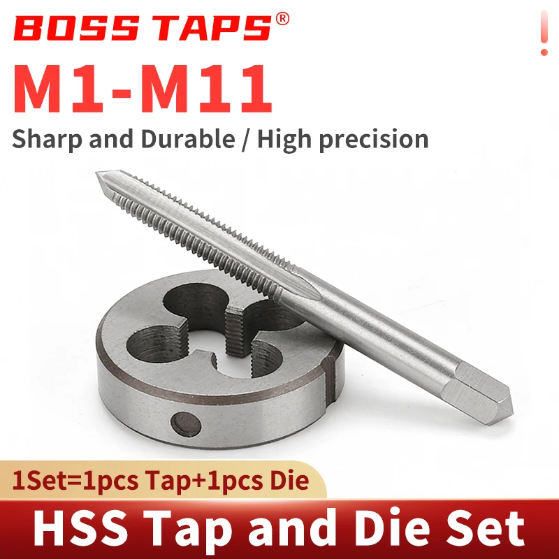 BOSS TAP 1SET RightHand Mertic Tap Die Set M1-M11HSS Used for machine tool internal and external thread tapping and repair tools