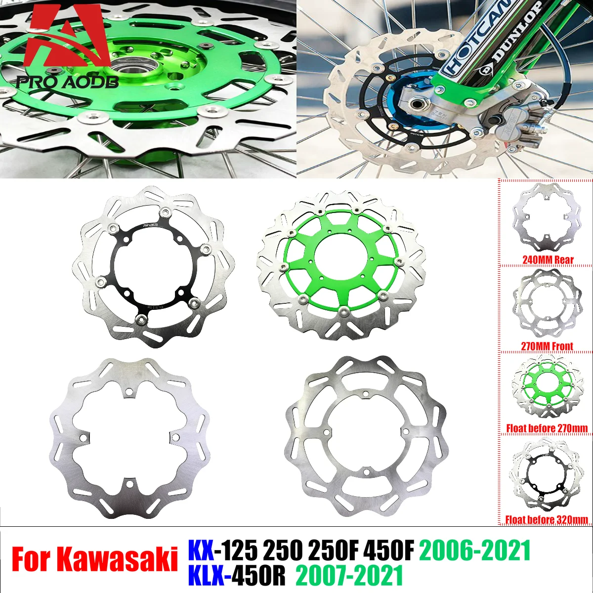 

Precision-Made Motorcycle Front Rear Brake Disc Rotor For Kawasaki KX KLX KX125 KX250 KX250F KX450F KLX450R 2006-2021