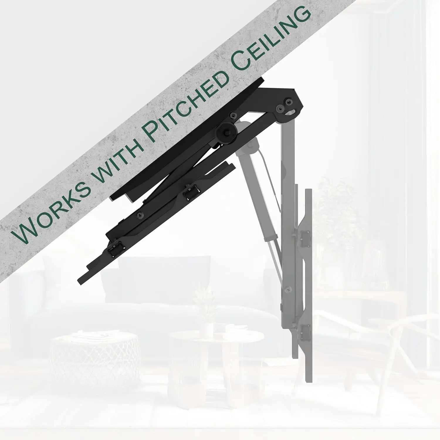 حامل سقف تلفزيون كهربائي ذكي بمحرك - حامل تلفزيون سقف قابل للطي 37-75 بوصة، بحد أقصى VESA 600x400 - يتم التحكم فيه بالصوت/التطبيق