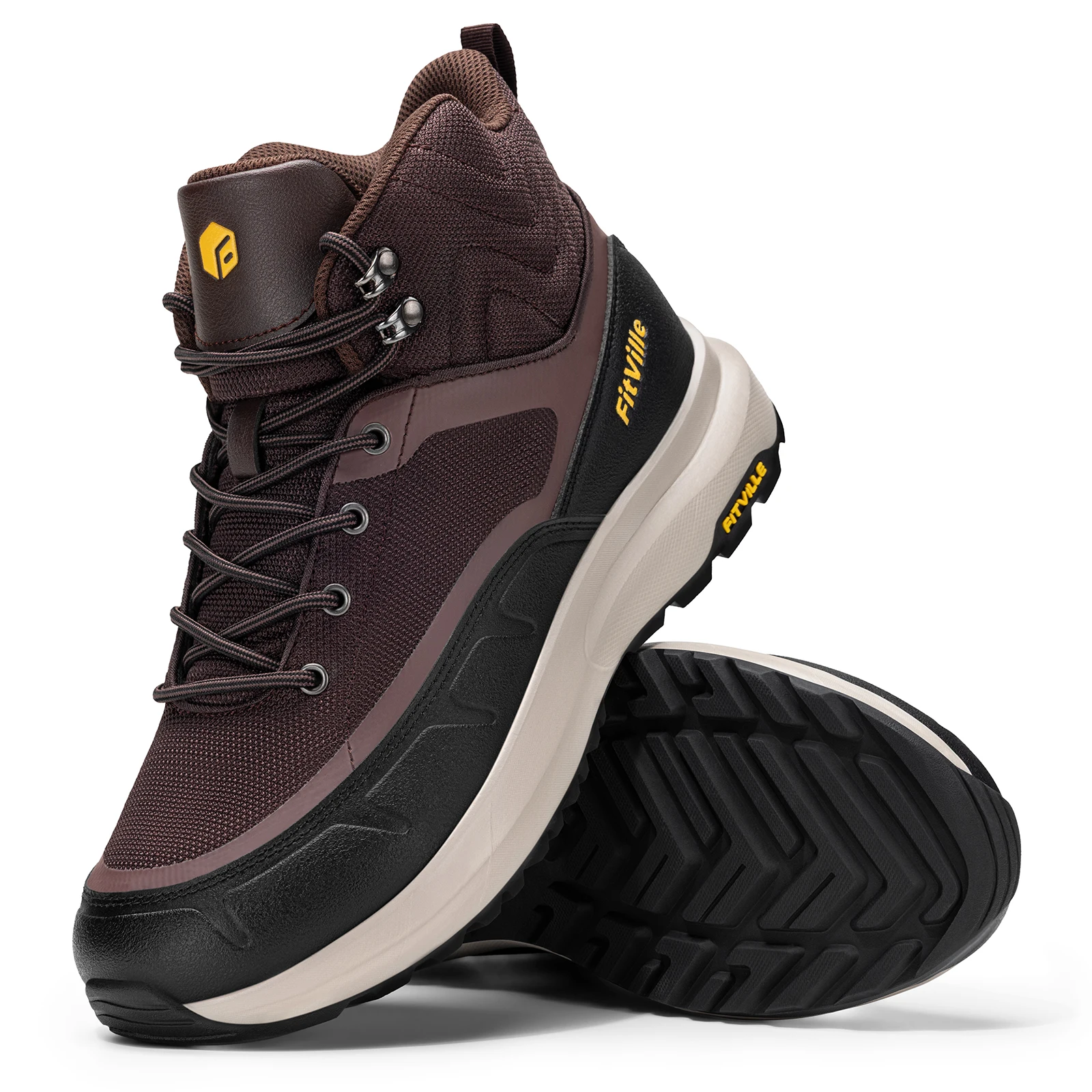 

FitVille Men's Wide Fit Hiking Boots Mid Ankle Camping Anti-wear Outdoor Trekking Boot Lightweight Comfortable Non-Slip Shoes