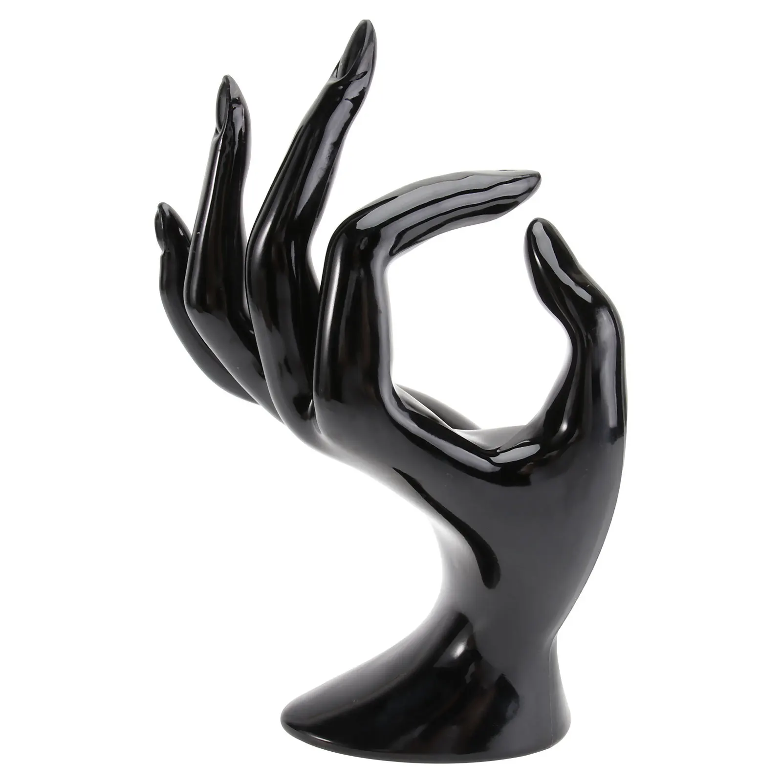 البلاستيك اليد مجوهرات عرض الرف 8X17 سنتيمتر الأسود الإبداعية شكل اليد تصميم لخاتم سوار المنظم مجوهرات عرض موقف #4