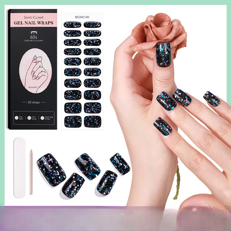 

Semi-cured Semi-baked Gel Nail Stickers Pure Color Onion Powder Korean Uv Second Generation Gel Nail Stickers