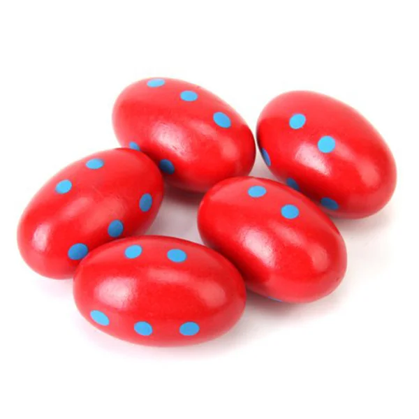 5Pcs Wood Maracas Shakers Egg Shape 48Mm Diameter Kids Musical Instrument Set Tool for Church Group Play