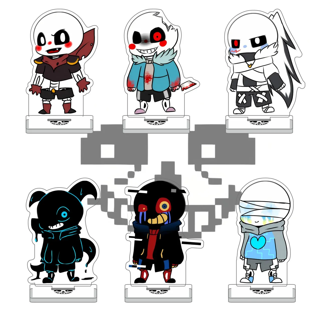 Undertale Game Acrylic Stand Keychain 10CM Chibi Skeleton Sans Papyrus Double Sided Laminated Backpack Charm Birthday Gift