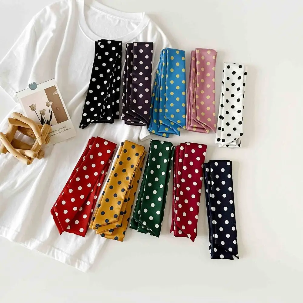 Vintage Design 180cm Long Length Scarf Polka Dot Neck Cover Decorative Vintage Neckerchief Chiffon Waist Belts Daily Wear