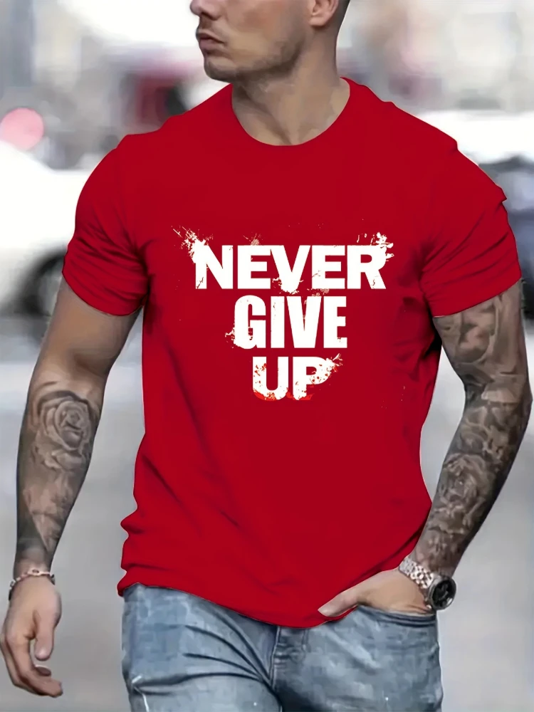 

Stylish Casual Men's Letter pattern design -100% cotton summer O-neck short sleeve casual printed men's T-shirt.