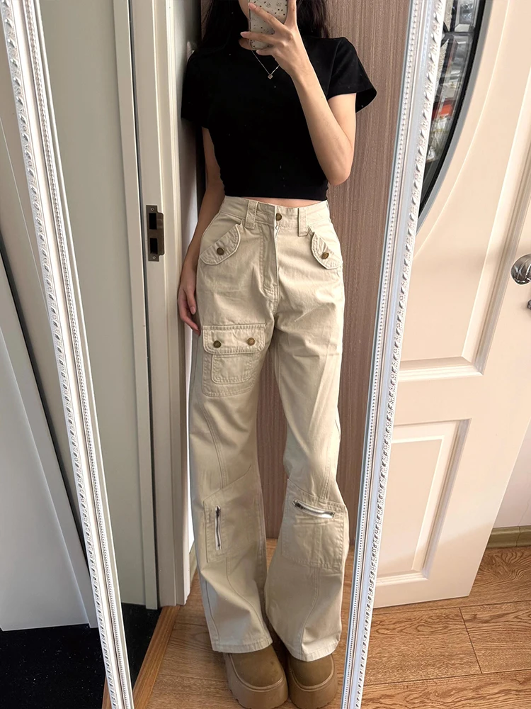 Vintage American Retro Goth Pants Y2K Trousers Punk High Waisted Casual Streetwear Harajuku Subculture Style Autumn Fashion