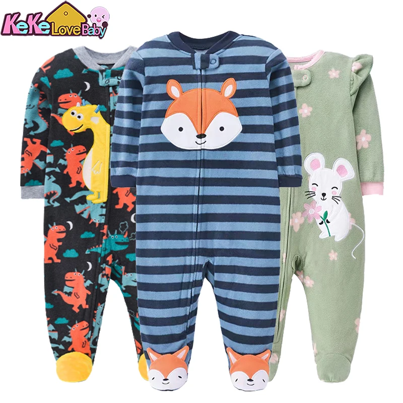 

Winter Baby Rompers Clothes Zipper Fleece Warm Pajamas Newborn Girl Outfit Dinosaur Jumpsuit Infants Boy Clothing 0 -12 Months