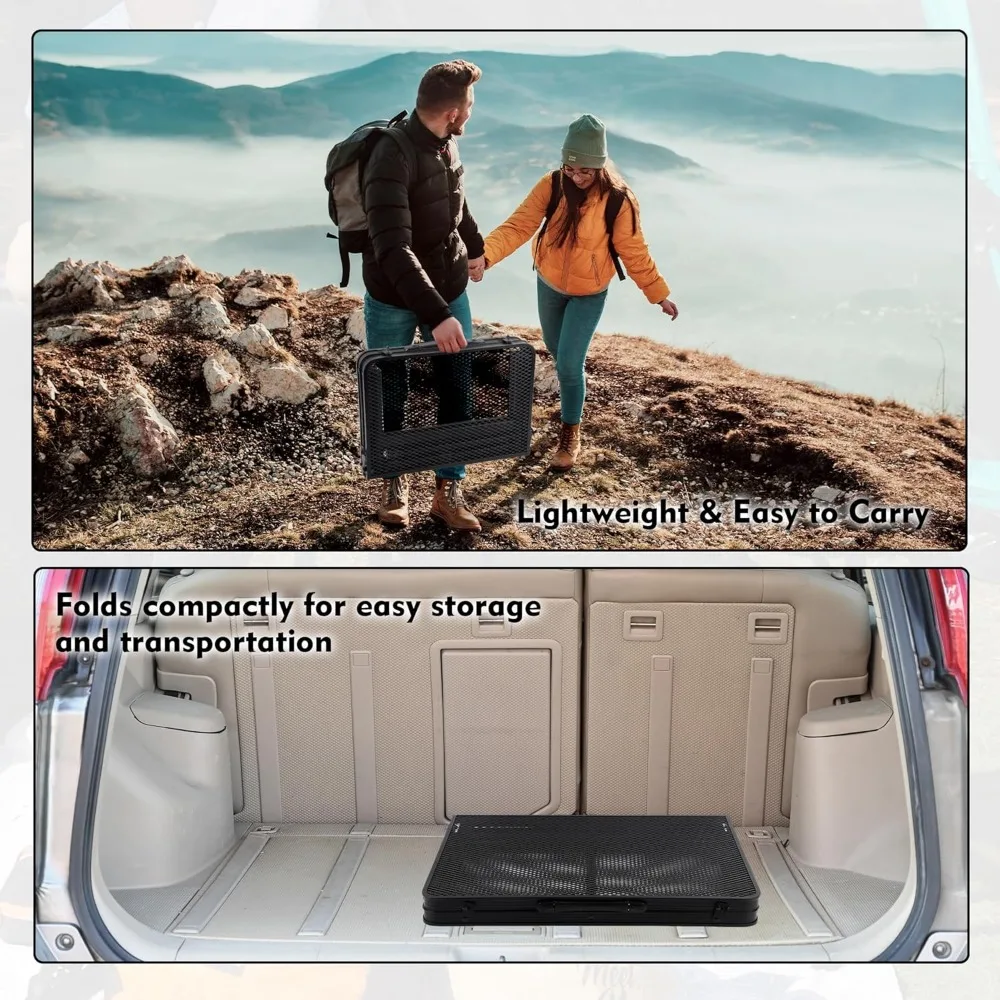 Camping Table with Mesh Desktop, Lightweight & Portable Folding Grill Table, Height Adjustable Sturdy 3 FT Metal Table