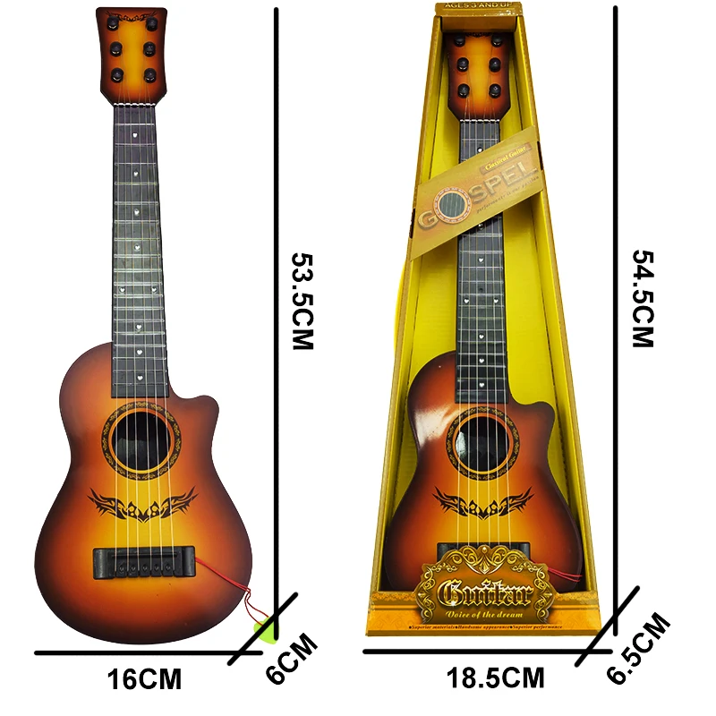 Kids 6 Strings Classical Guitar Steel Strings Pretend Play Toy Children Ukulele Musical Instrument for Boy Girl Birthday Gift