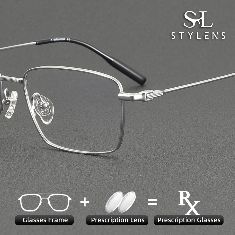 

STYLENS модные квадратные прогрессивные очки из чистого титана с защитой от синего света, новые мужские и женские оптические очки для близорукости по рецепту 81022