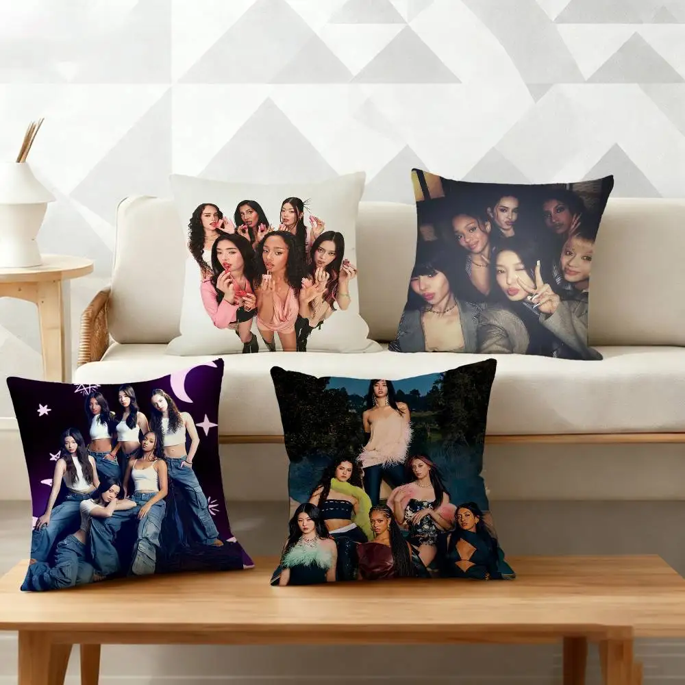 

Kpop Band K-Katseye Pillow Case Pattern Printed Pillowcase For Living Room Sofa Cushion Cover