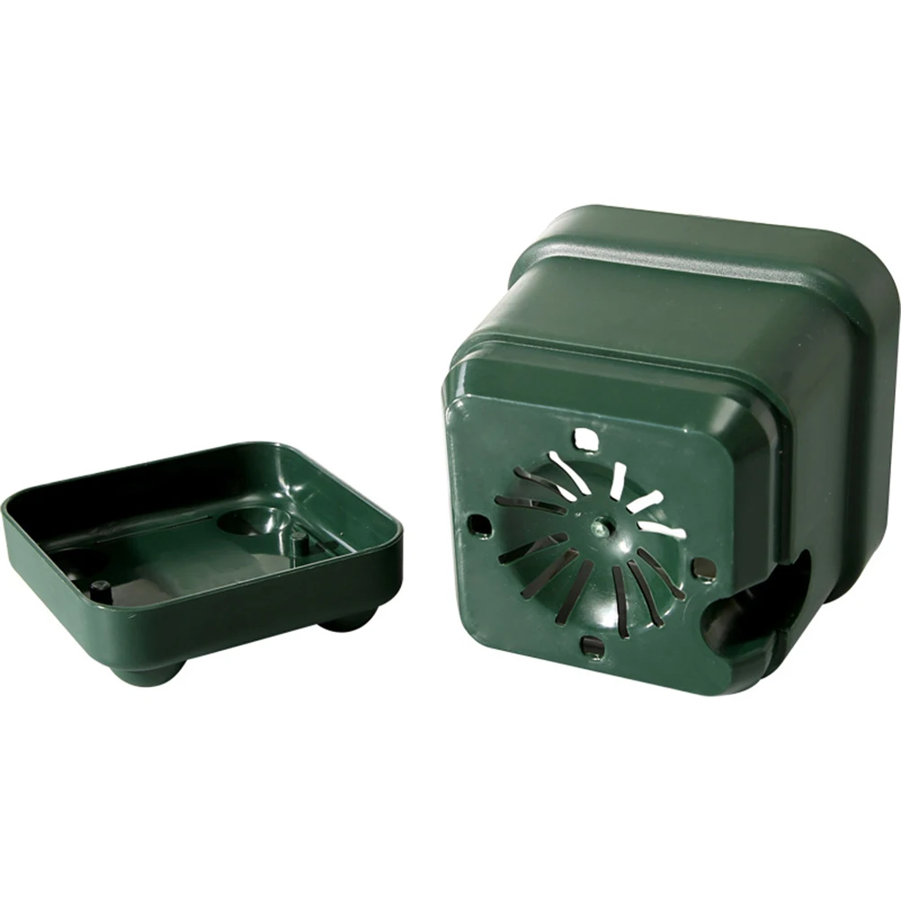 

3 Pcs Plastic Flower Pots Drainage Holes Water Storage Square Planters for Indoor Plants Green Lightweight Durable