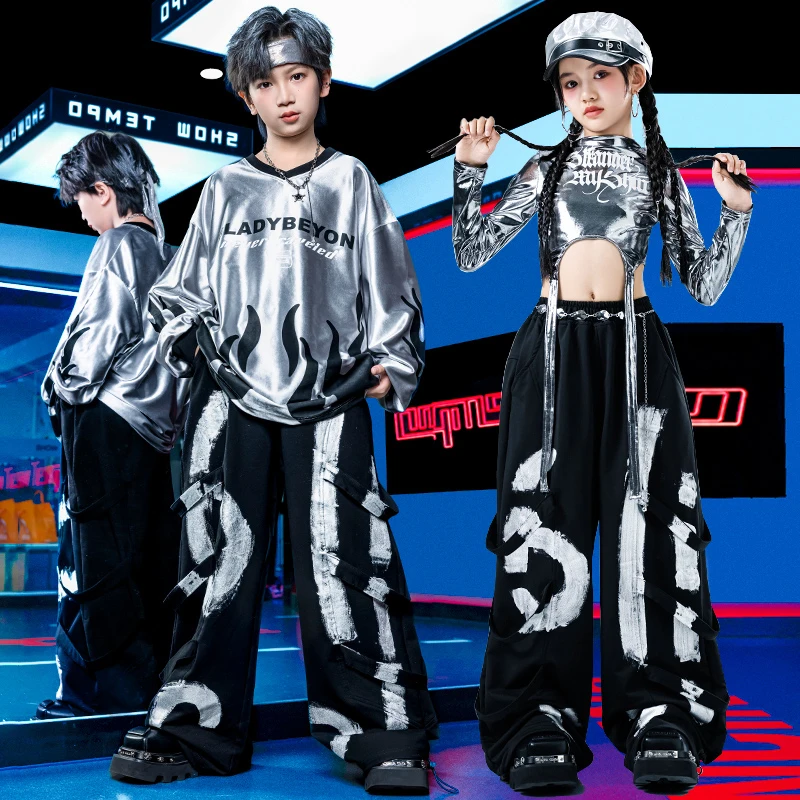 

Korean Fashion Style Children Hip-hop Jazz Dance Costume Suit for Boy Girl Stage Performance Clothing Set Kids Streetwear Outfit
