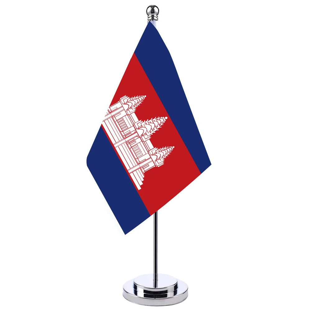 

aerlxemrbrae 14x21cm Office Desk Flag Of Cambodia Banner Polyester Cambodia National