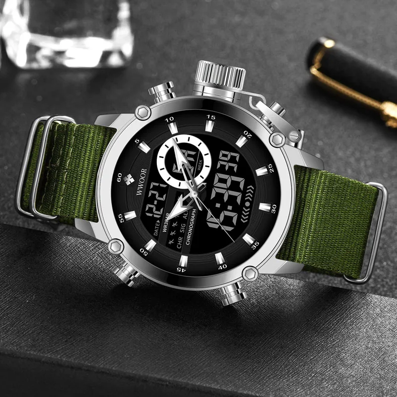 WWOOR Fashion Watches For Men Luxury Business Digital Wristwatch Military Sports Quartz Male Watch Waterproof Clock Montre Homme