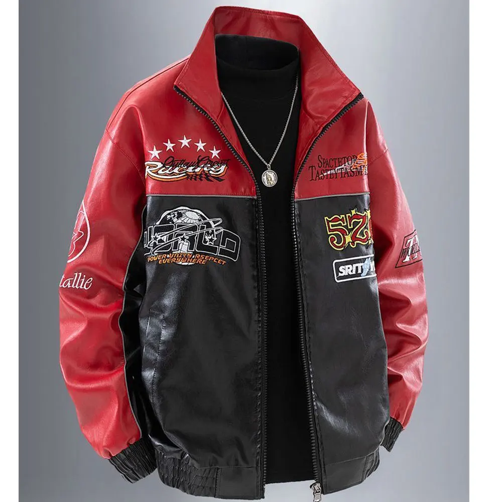 2026 Hot selling new racing printed jacket for men, loose fitting couple, motorcycle, windproof stand up collar, casual women