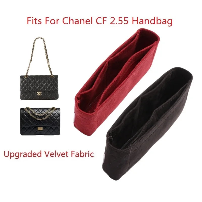 Velvet Fabric Inner Liner Bag Organizer Fits For CC Classic 2.55 Handbag CF Makeup HandbagTravel Purse Portable Cosmetic Bags