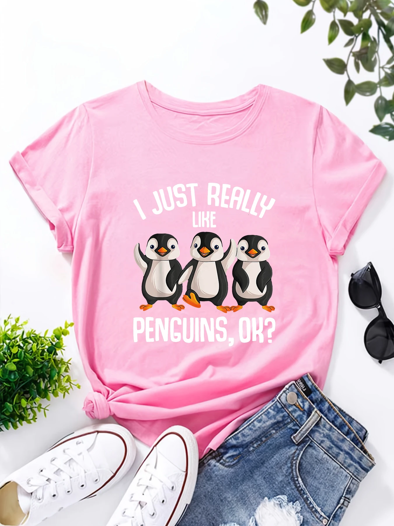 New Print Fashion Women T-Shirt Penguin Lover T-Shirt Female Short Sleeve O-neck T-Shirt Funny Cartoon Graphic Tshirt Streetwear