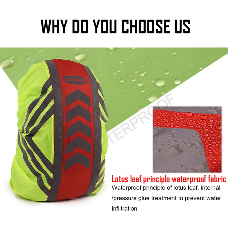 KoKossi 1Pcs Outdoor Waterproof Cover Cycling Hiking Climbing Backpack Cover Rain Cover Night Reflective Strip Dust Cover Unisex image 5