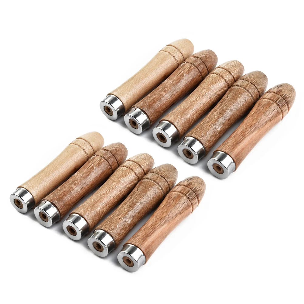 30pcs Natural Wood File Handles 90mm Long 4mm Hole Diameter With Strong Metal Sleeve For Metal File Rasp Drill Craft Tools