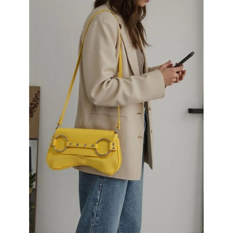 

A3PE Shoulder Bag Clutch Purse Pu Leather Saddles Bag Handbag Trendy Underarm Bag