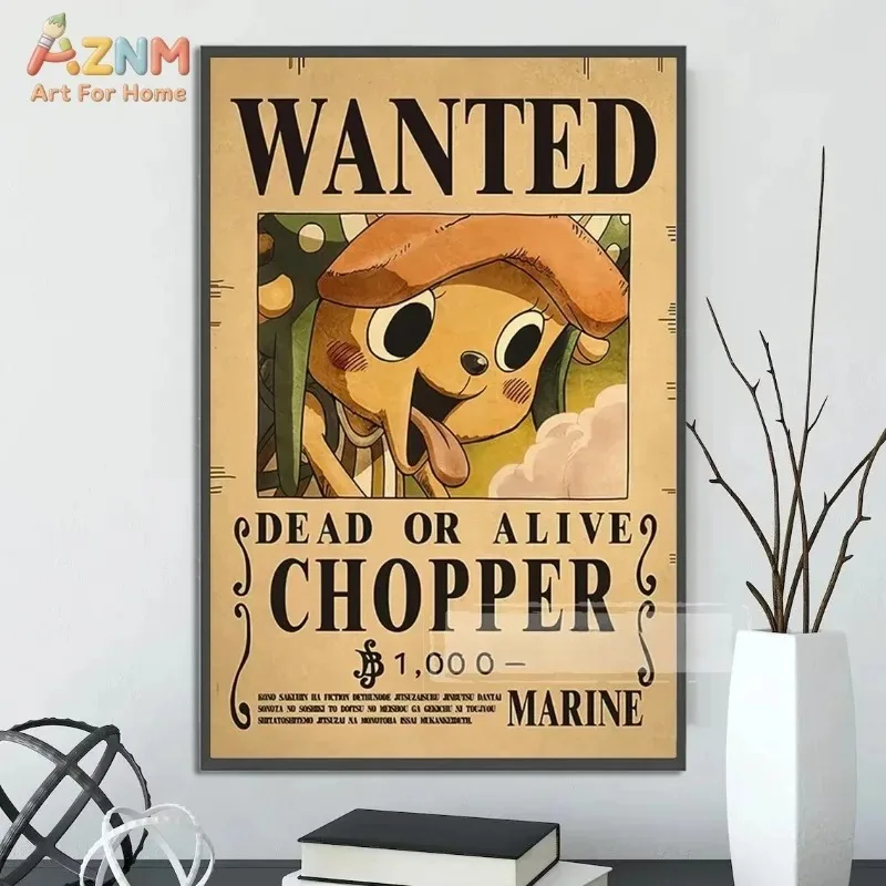 AZNM One Piece Luffy Gear 5 Wanted Poster Canvas Print Vintage Anime Wall Art Home Living Room Bedroom Decor Painting Gift - view 6