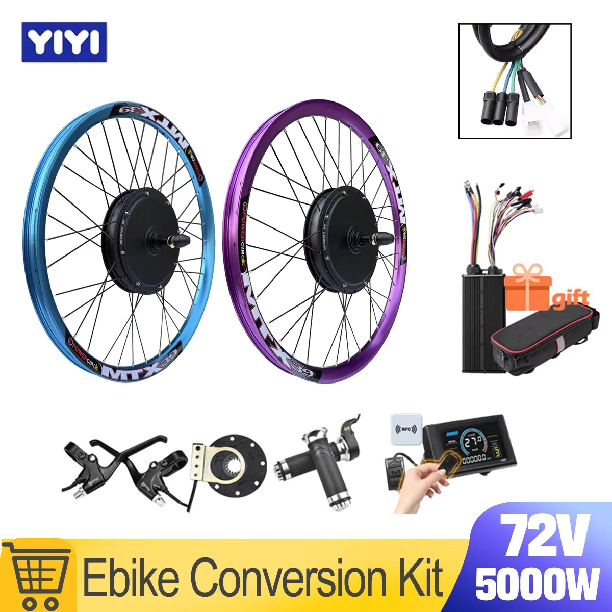 AliExpress kun ray New MTX39 72V 5000W EBike Conversion Kit Motor Wheel Brushless Gearless Hub Motor Mountain Bike Parts 3000W with S966 Display