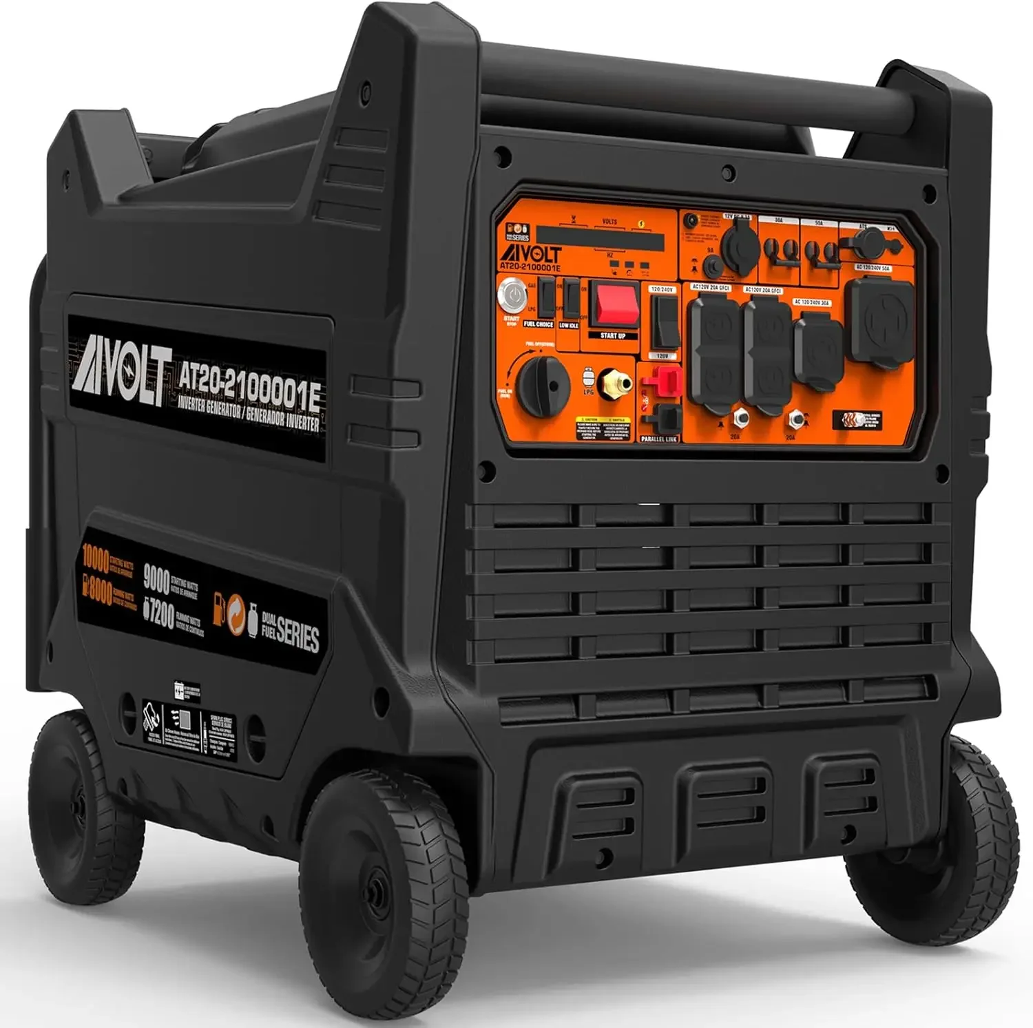 Dual Fuel Portable Inverter Generator 10000 Watts Gas or Propane Powered Home Back Up Electric Start Inverter Generator