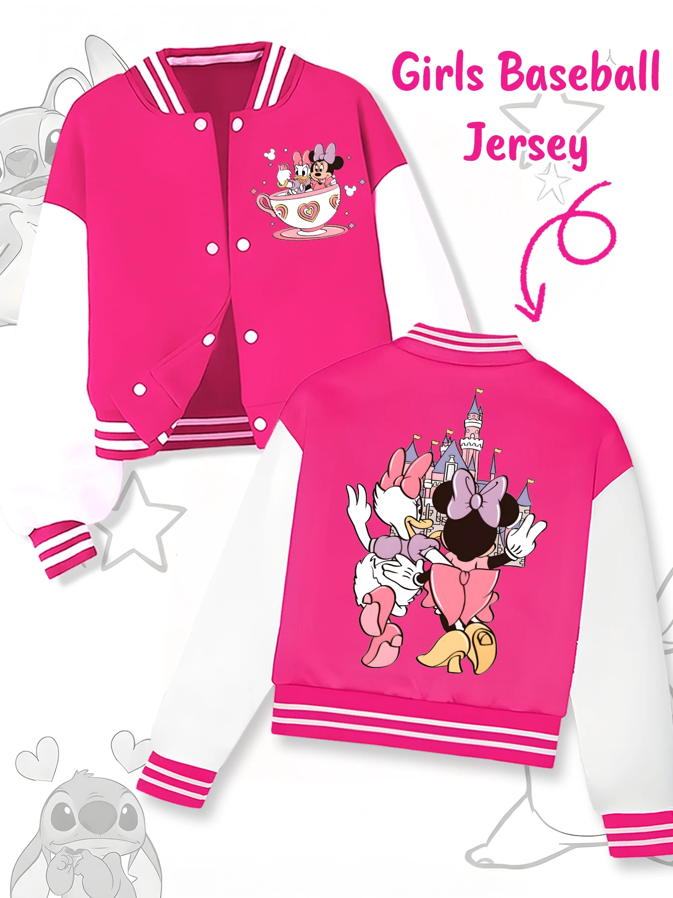 Модная бейсбольная куртка Disney, подходящая для повседневной спортивной и повседневной одежды, с принтом милого рисунка Минни, хороший подарок.
