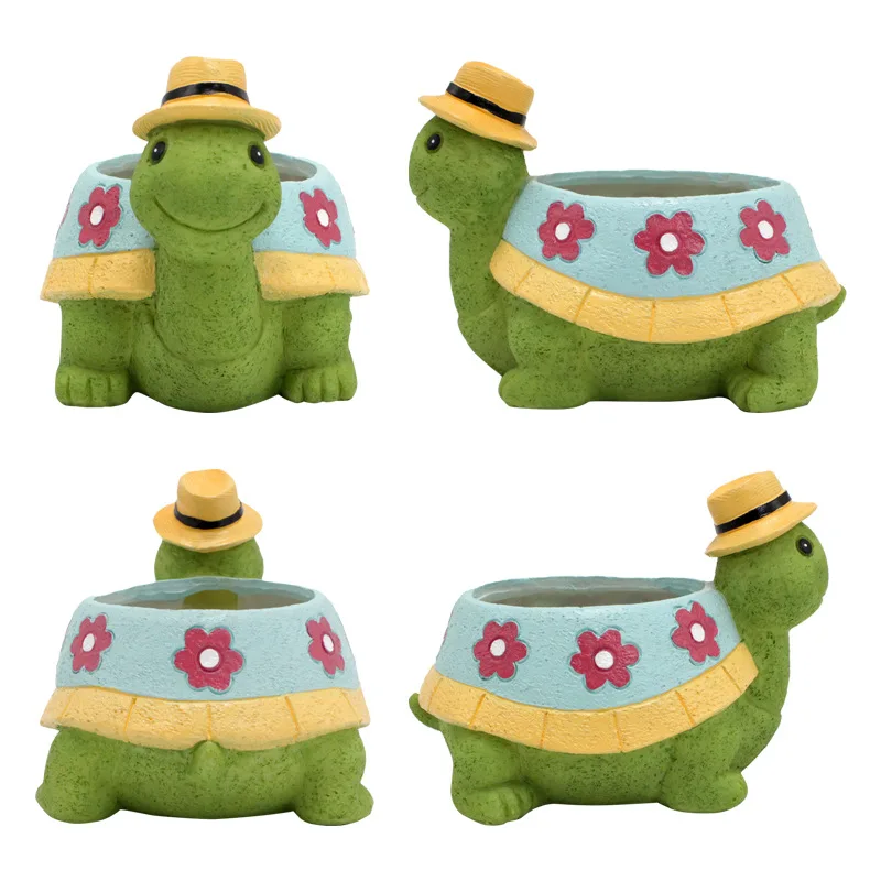 Cartoon succulent turtle small flower pot set combination cute little creative art flower pot home decoration turtle piece