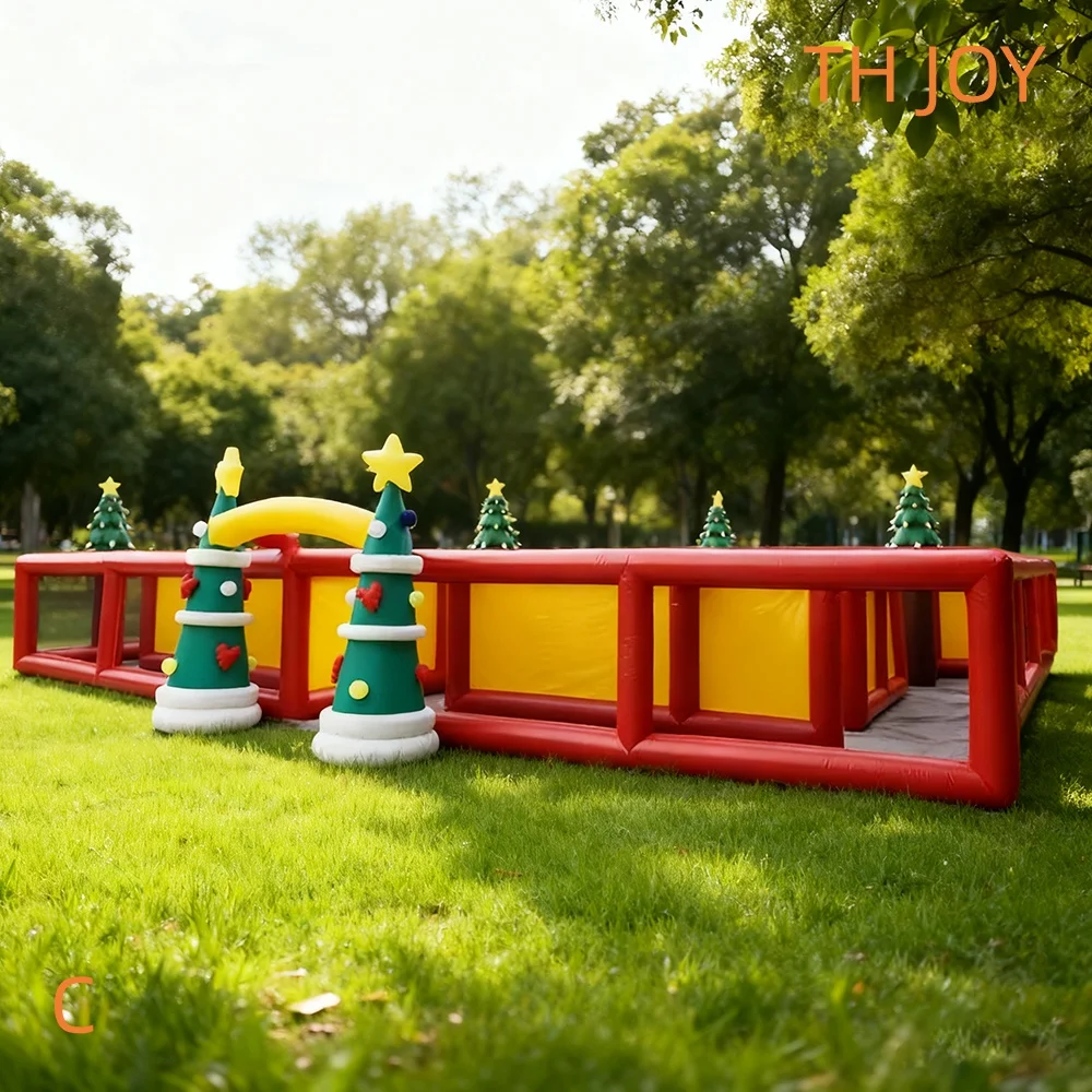 trasporto aereo veloce 10x10m labirinto di Natale gonfiabile gigante Babbo Natale divertente labirinto laser tag giochi per adulti n bambini