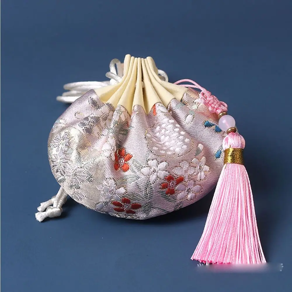 

Necklaces Case Flower Pattern Tassel Drawstring Cloth Chinese Style Storage Bag Empty Sachet Women Jewelry Bag Purse Pouch