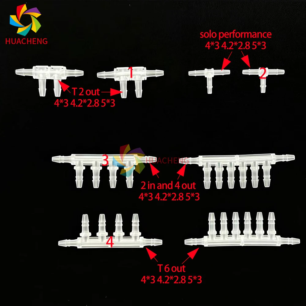 10PCS T-Shape 3 4 6 8 Way Ink Tube Connector Plastic Hose Splitter Joint for Inkjet DTF Printer White Ink Circulation Parts